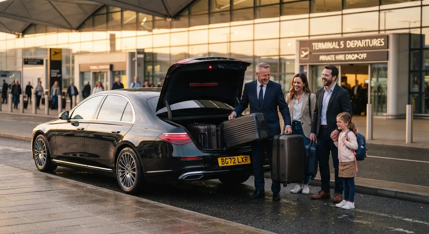 Private airport transfer vehicle ready for passengers travelling from Reading and Wokingham